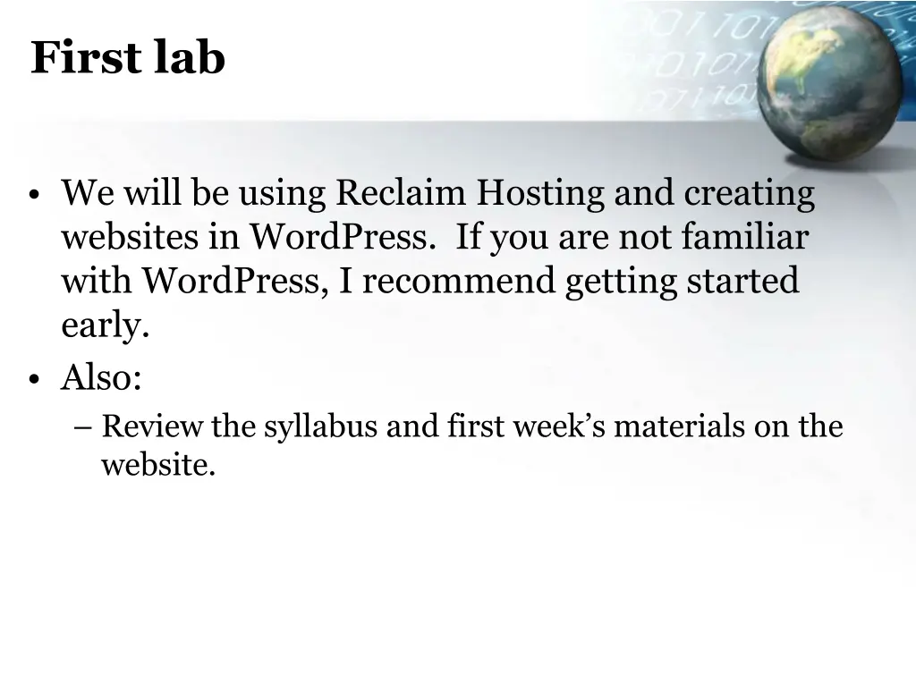 first lab