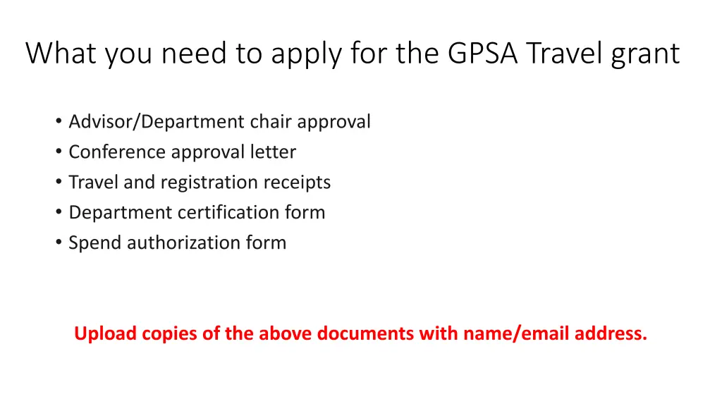 what you need to apply for the gpsa travel grant