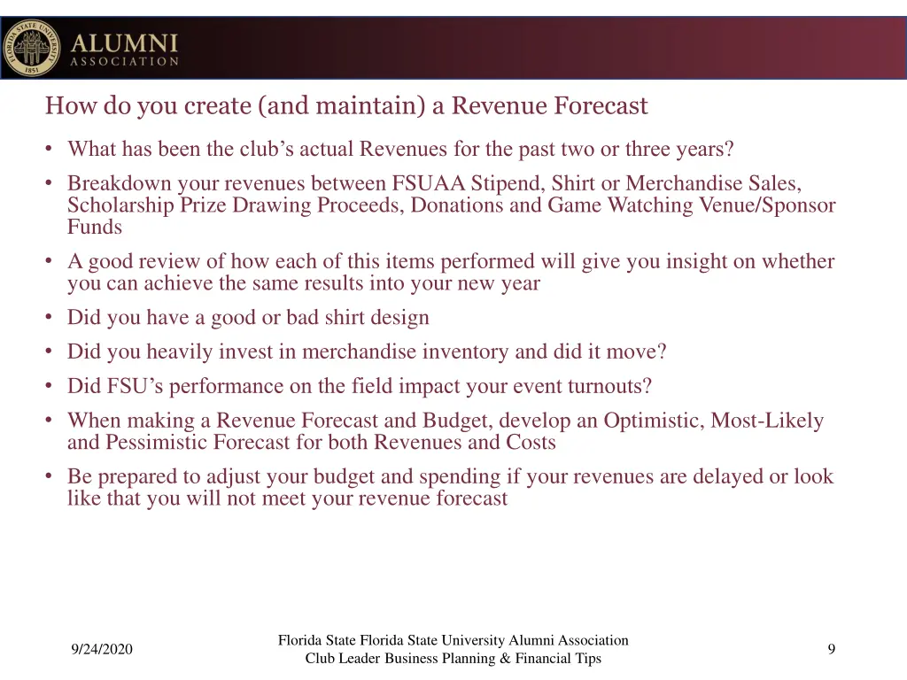 how do you create and maintain a revenue forecast