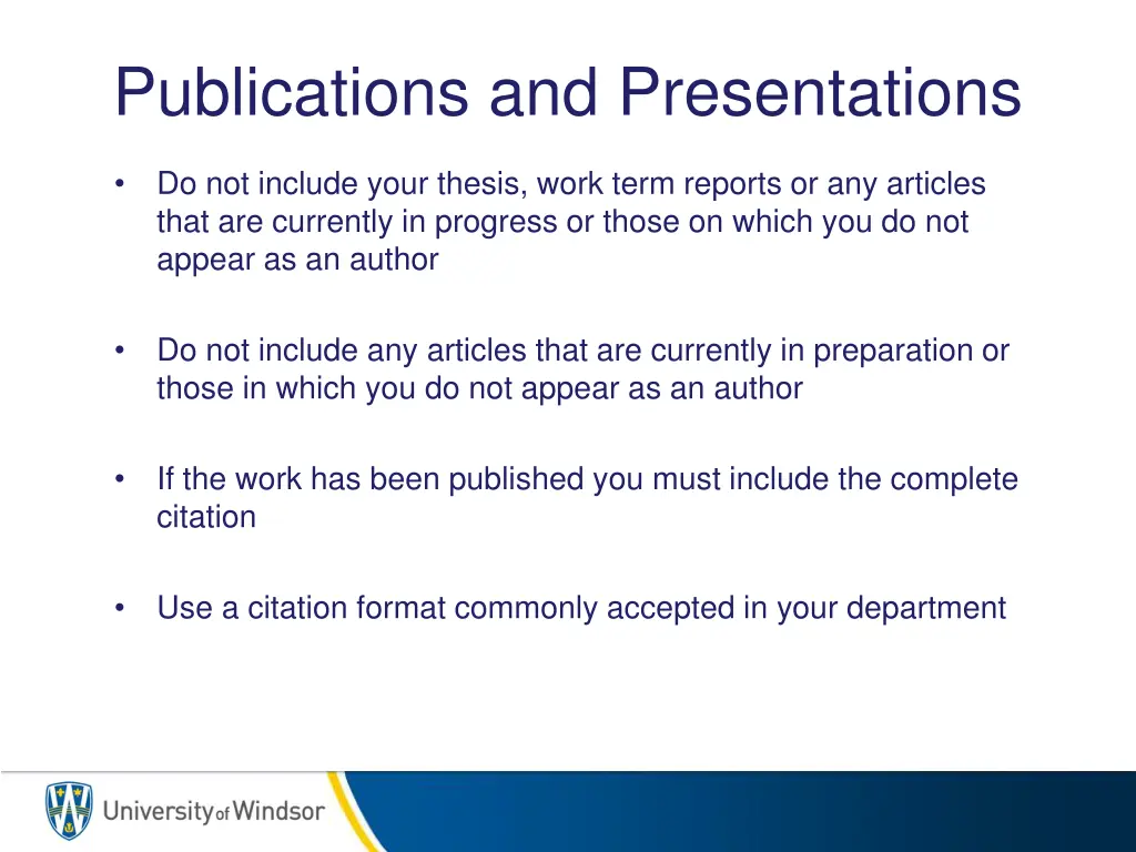 publications and presentations