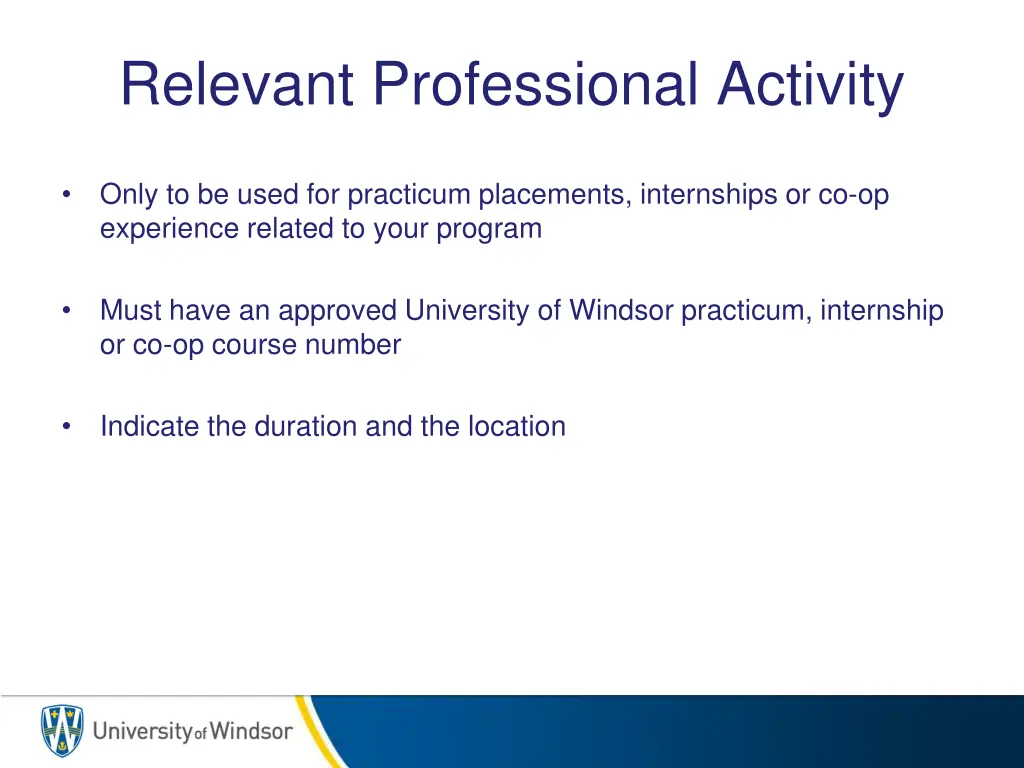 relevant professional activity