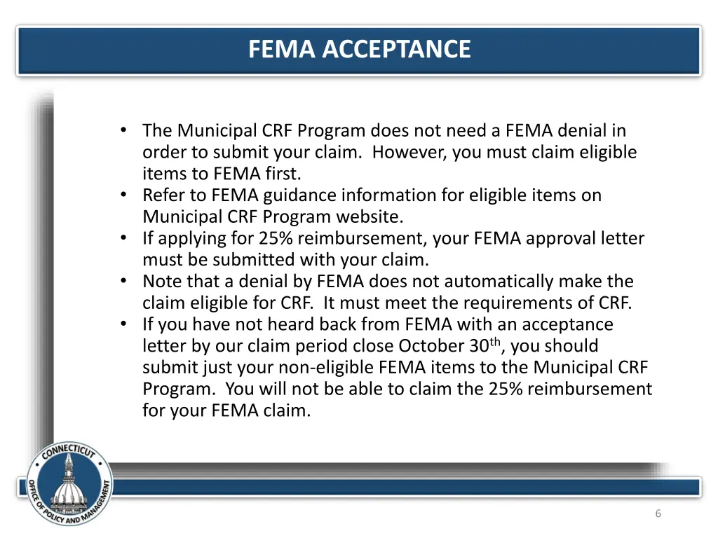 fema acceptance
