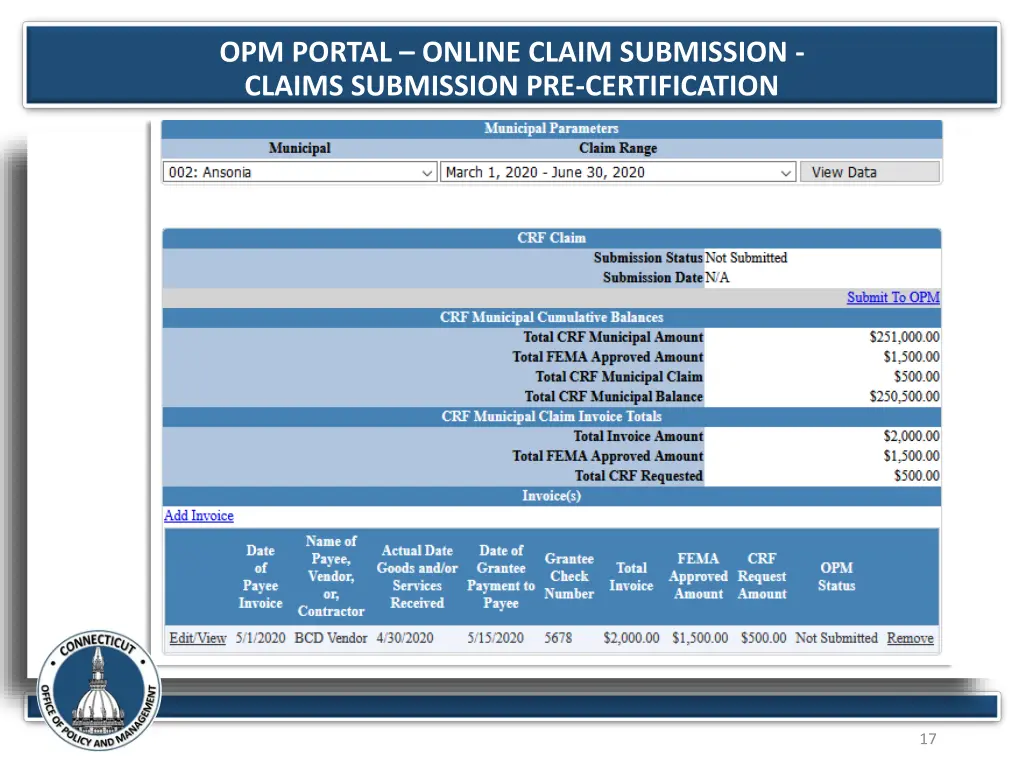 opm portal online claim submission claims