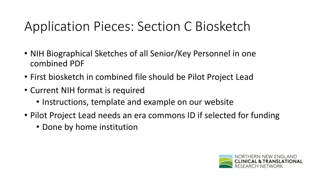 application pieces section c biosketch