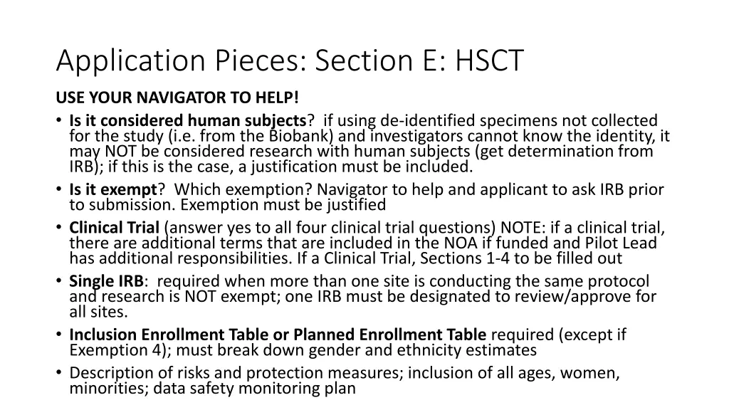 application pieces section e hsct