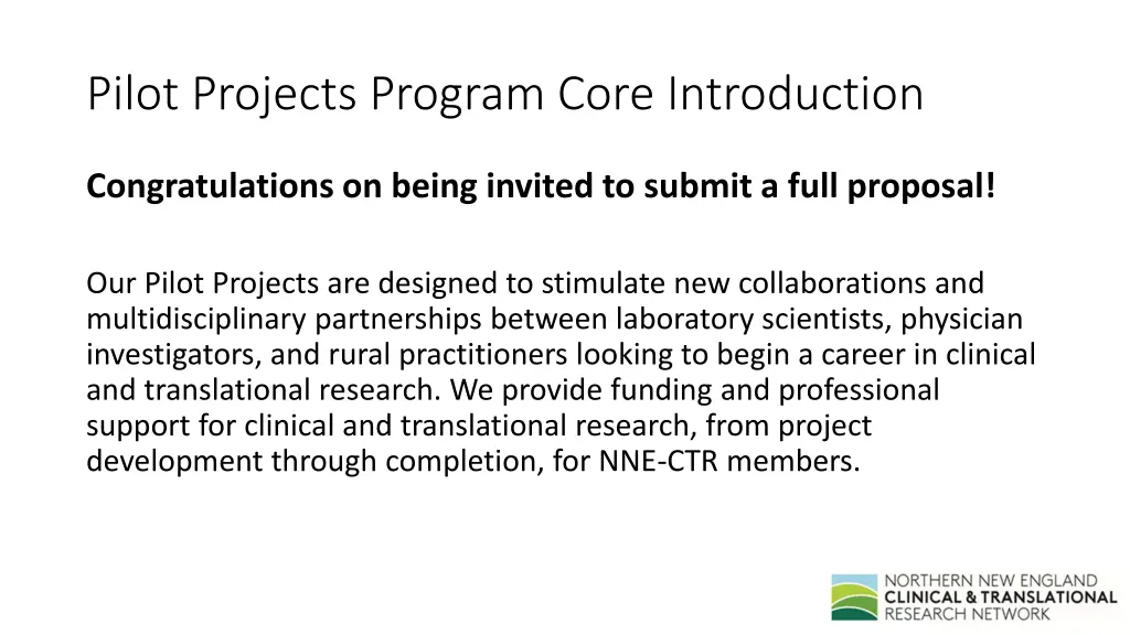 pilot projects program core introduction