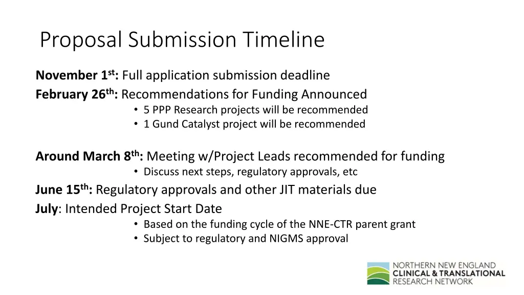 proposal submission timeline