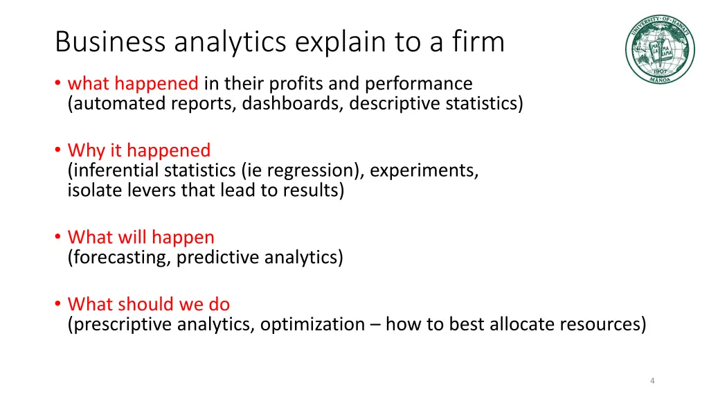 business analytics explain to a firm