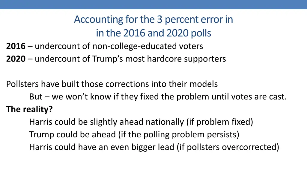 accounting for the 3 percent error in in the 2016