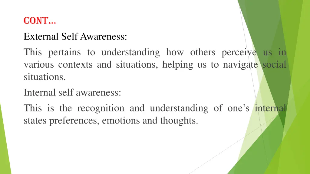 cont external selfawareness this pertains