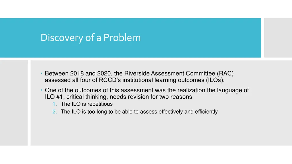 discovery of a problem