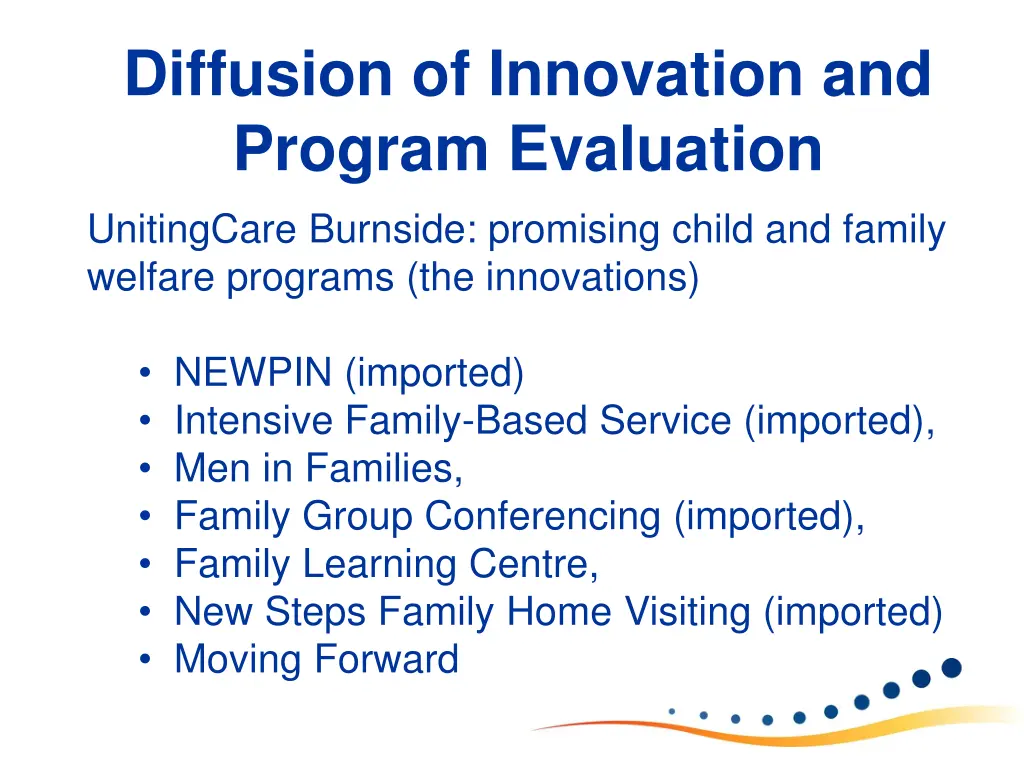 diffusion of innovation and program evaluation 1
