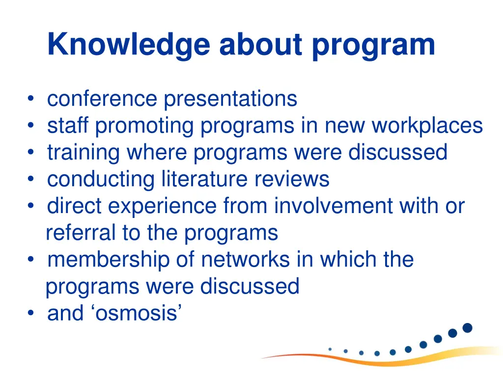 knowledge about program