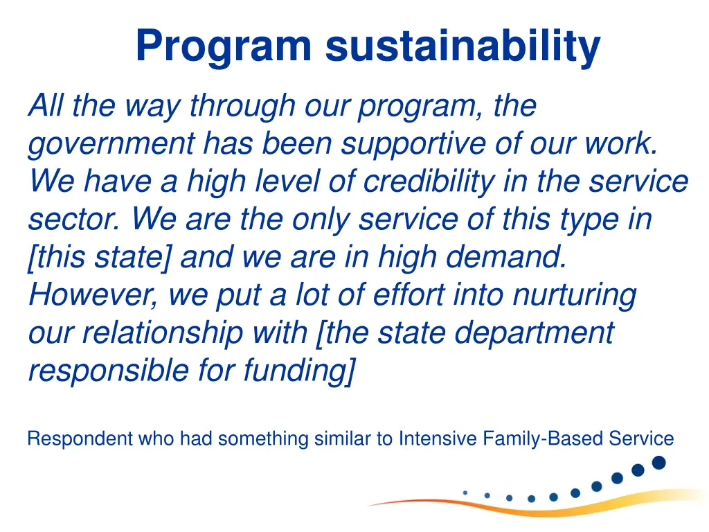 program sustainability all the way through