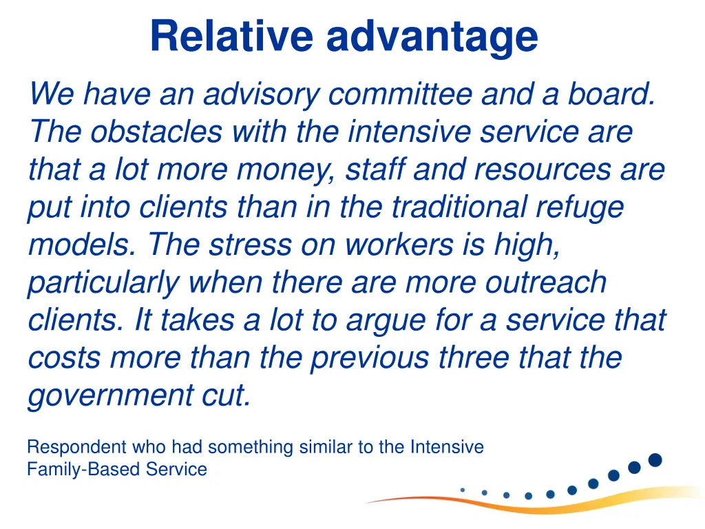 relative advantage we have an advisory committee