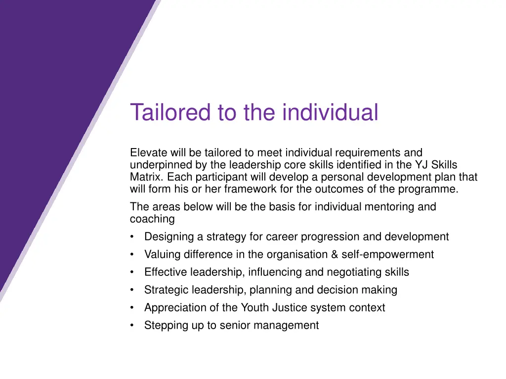 tailored to the individual