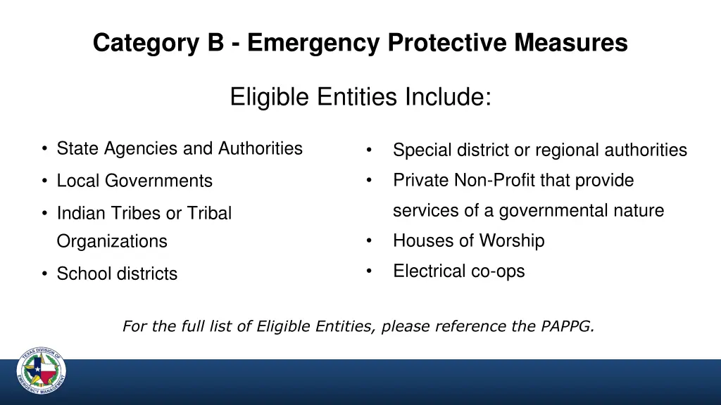 category b emergency protective measures 1