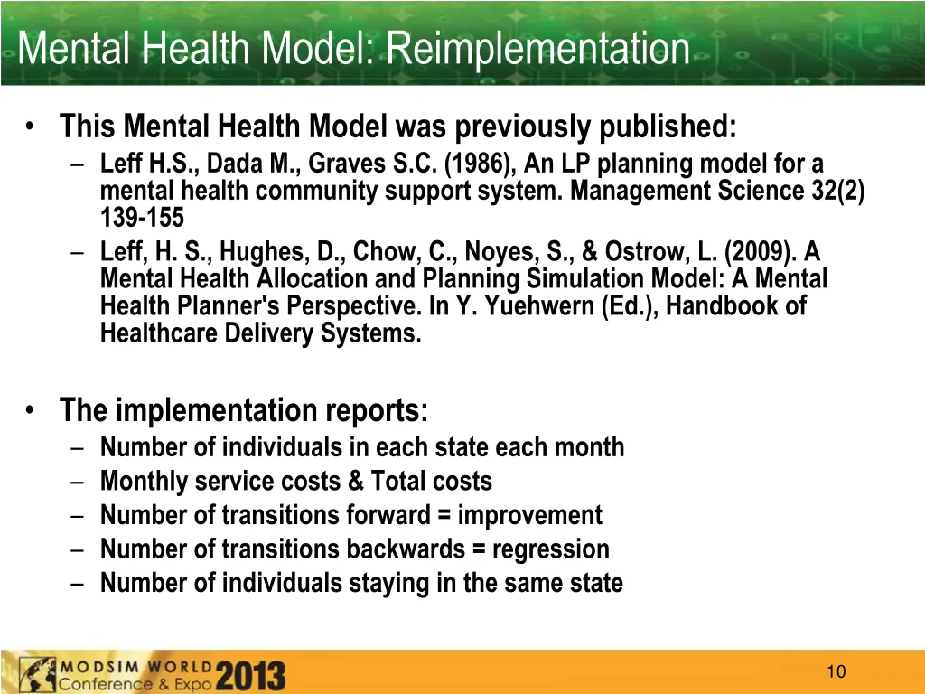 mental health model reimplementation