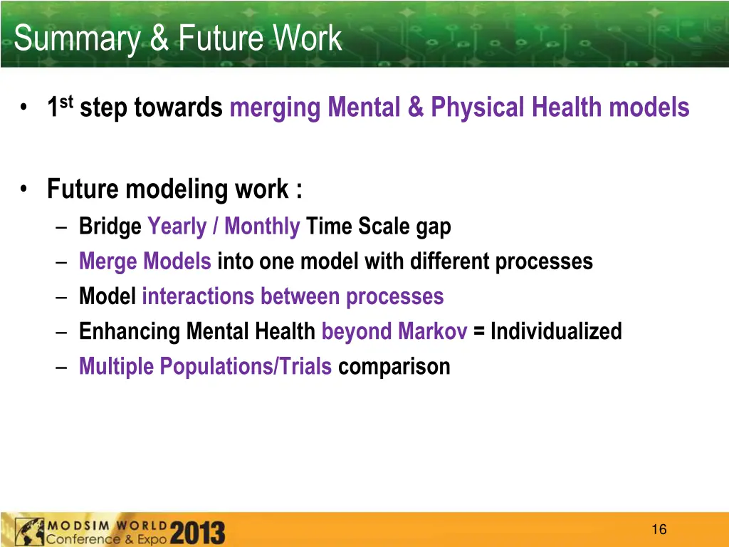 summary future work