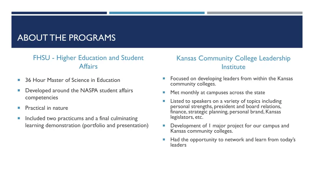 about the programs