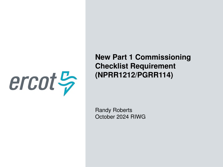 new part 1 commissioning checklist requirement