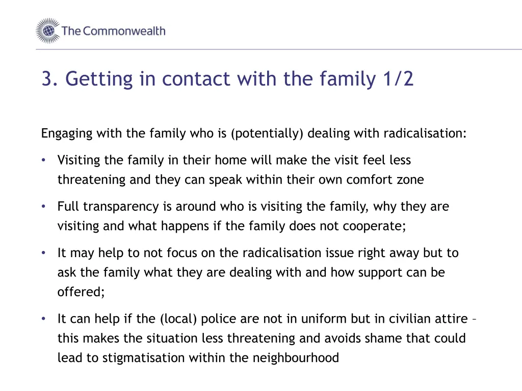 3 getting in contact with the family 1 2