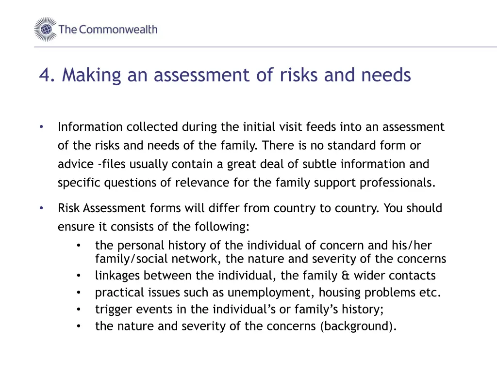 4 making an assessment of risks and needs