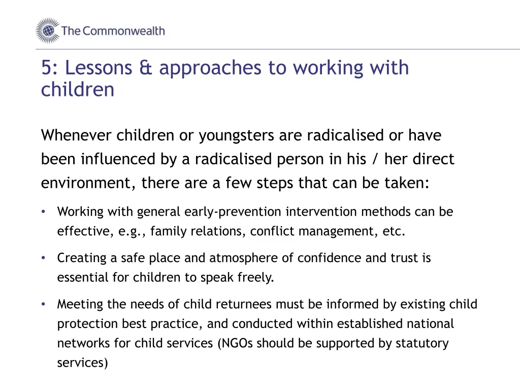 5 lessons approaches to working with children