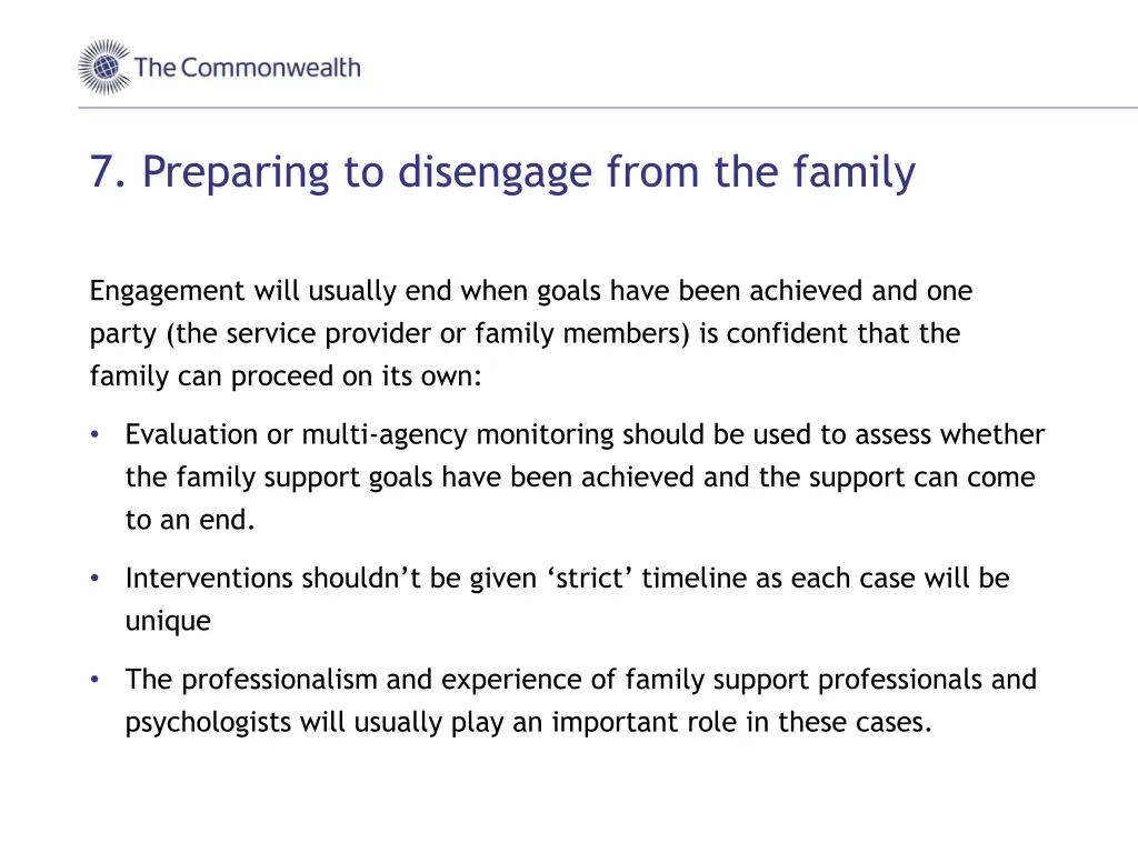 7 preparing to disengage from the family