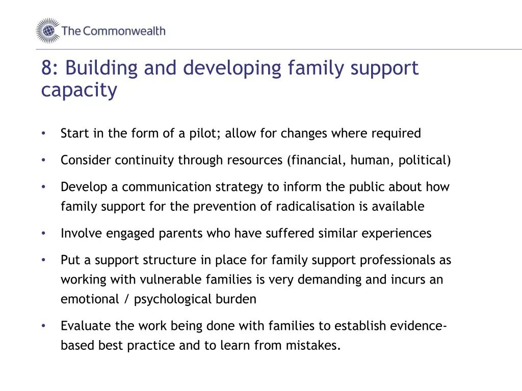 8 building and developing family support capacity