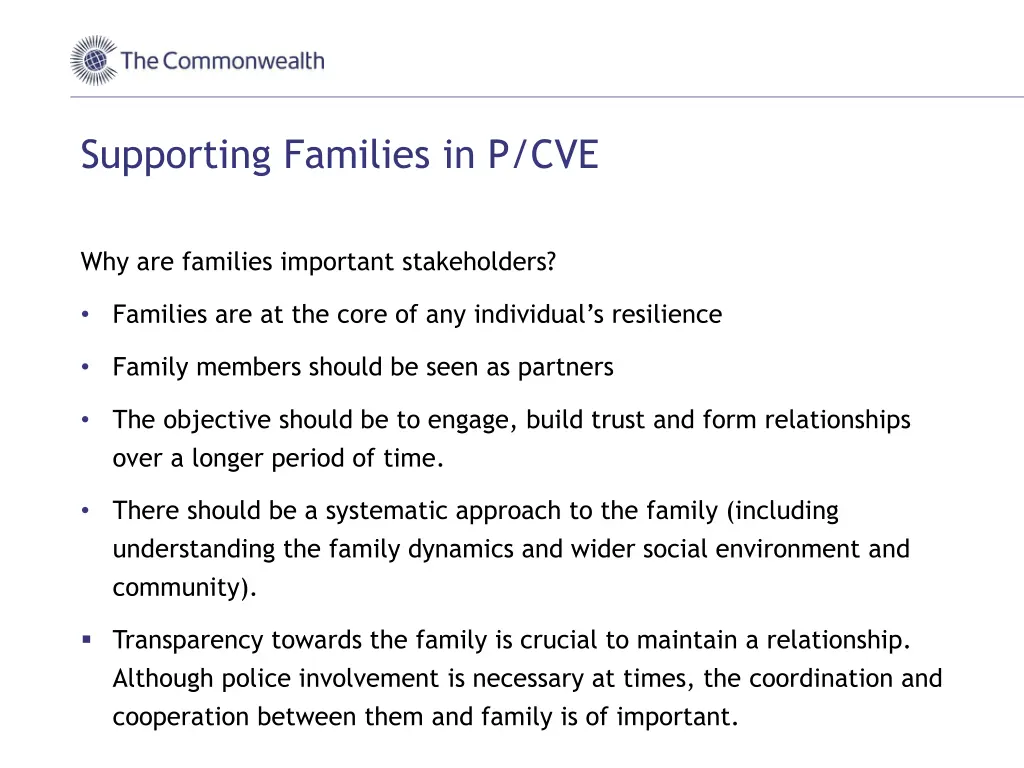 supporting families in p cve