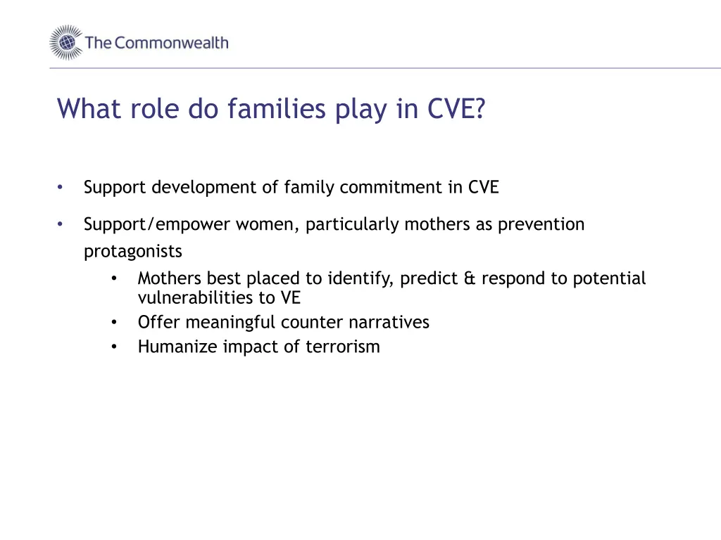 what role do families play in cve