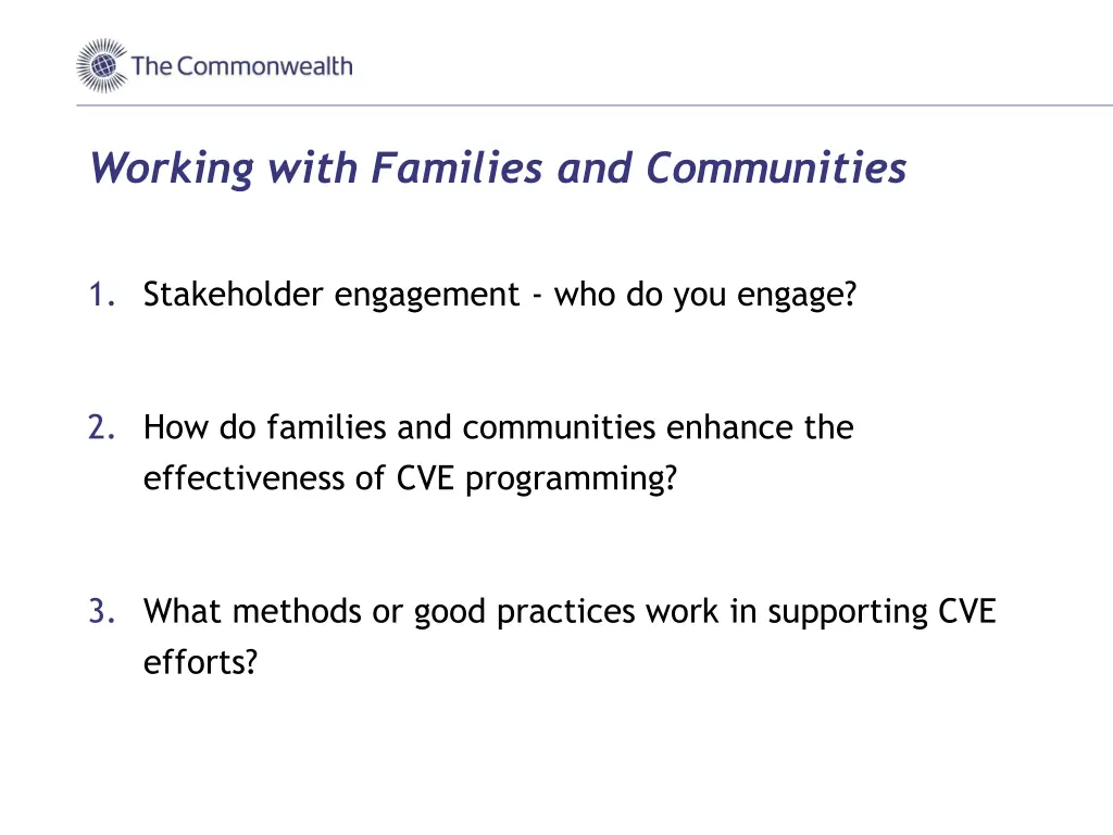 working with families and communities