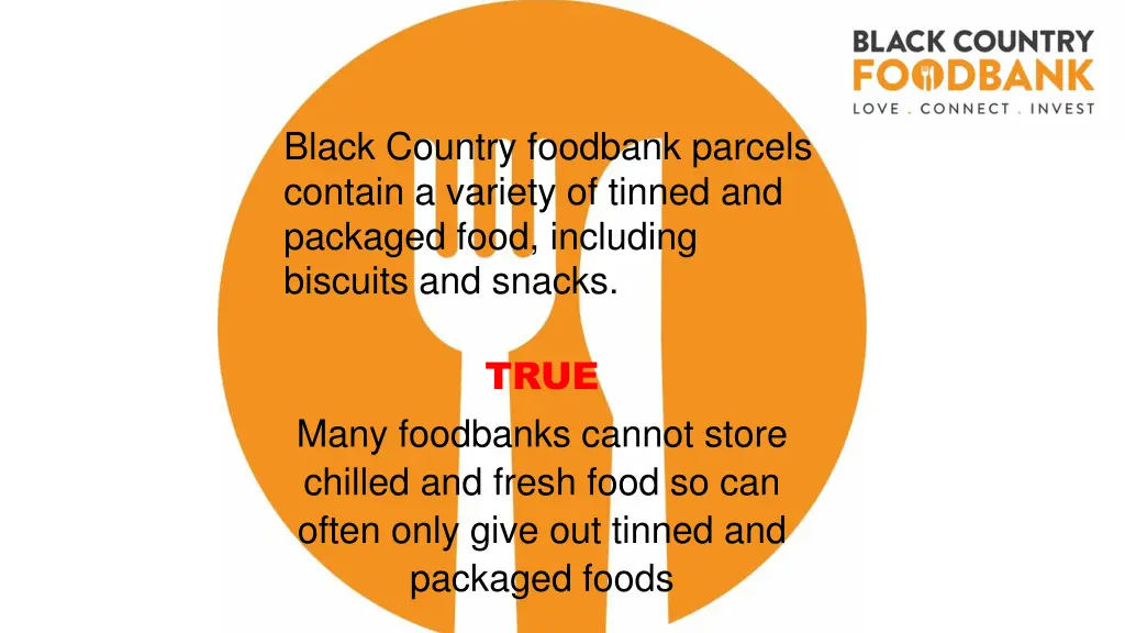 black country foodbank parcels contain a variety