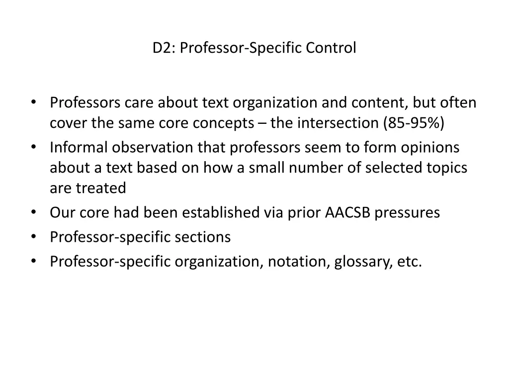 d2 professor specific control