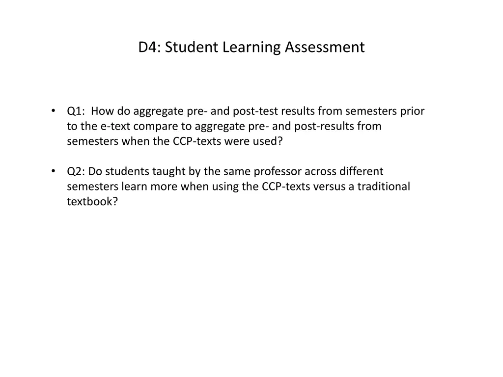 d4 student learning assessment