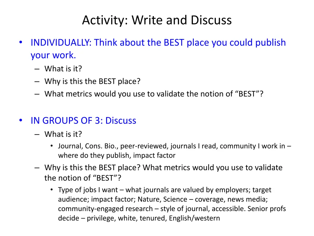 activity write and discuss