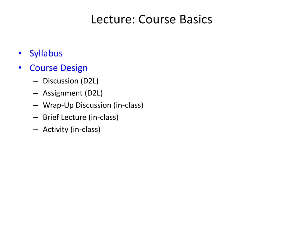 lecture course basics