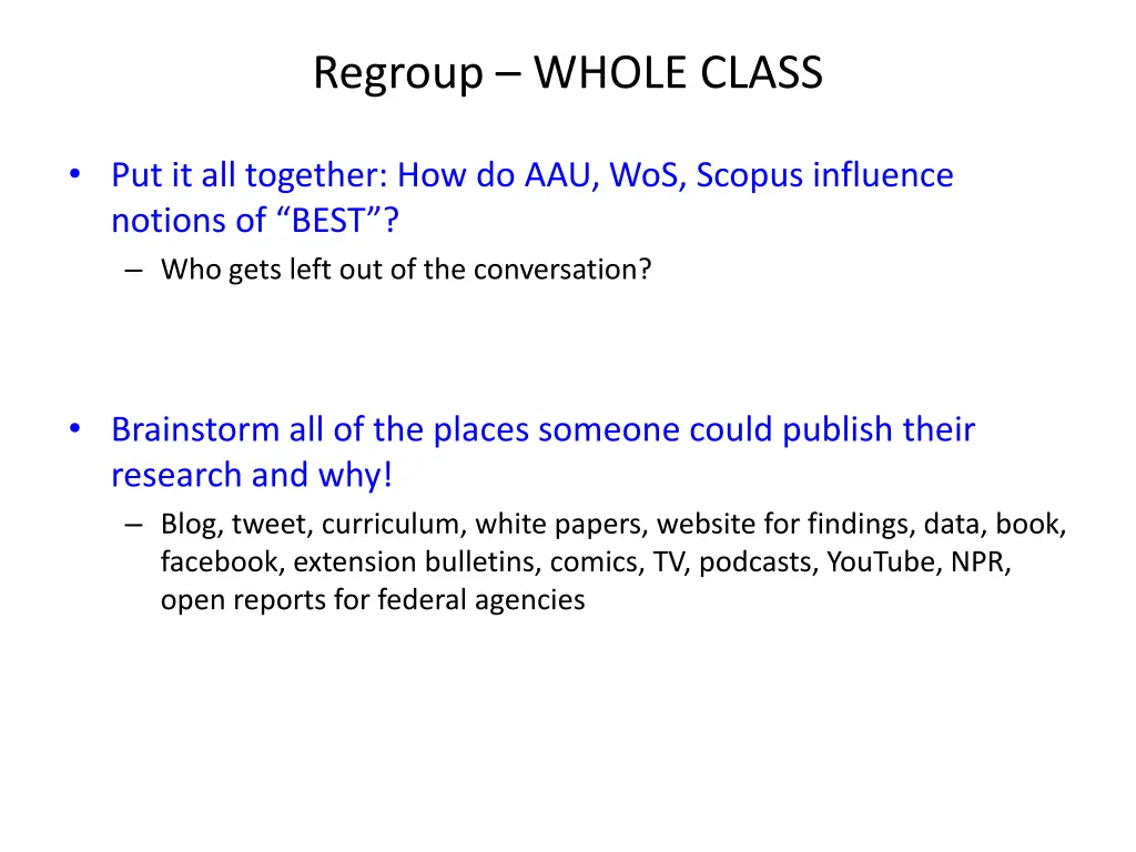 regroup whole class