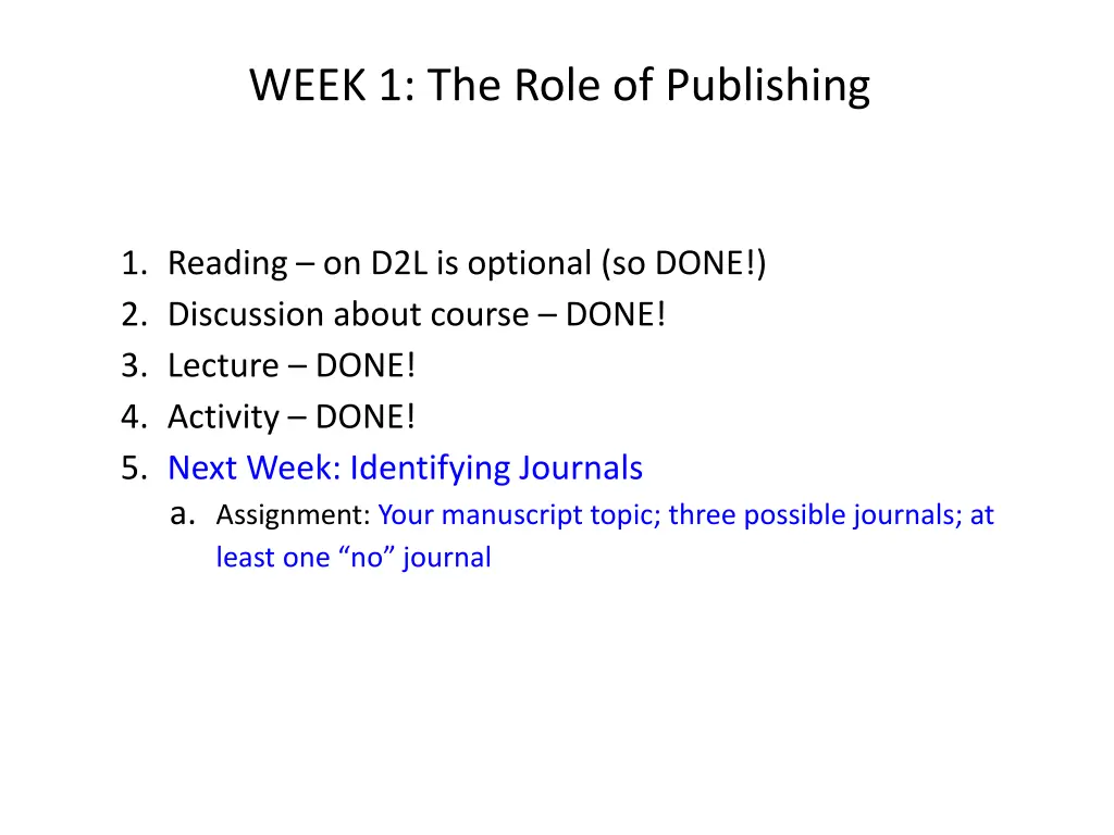 week 1 the role of publishing 1