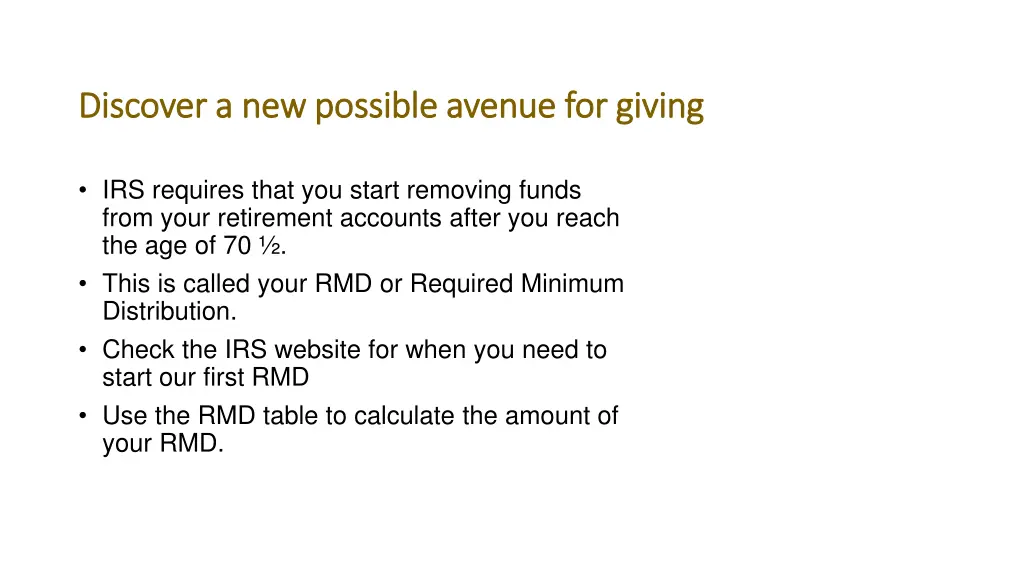 discover a new possible avenue for giving