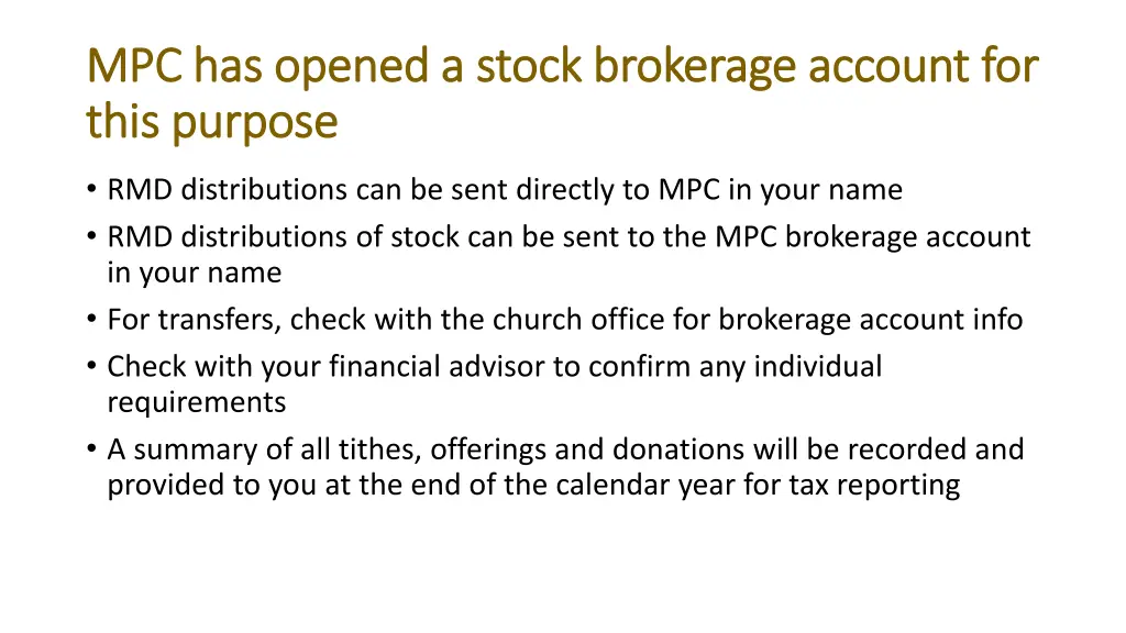 mpc has opened a stock brokerage account