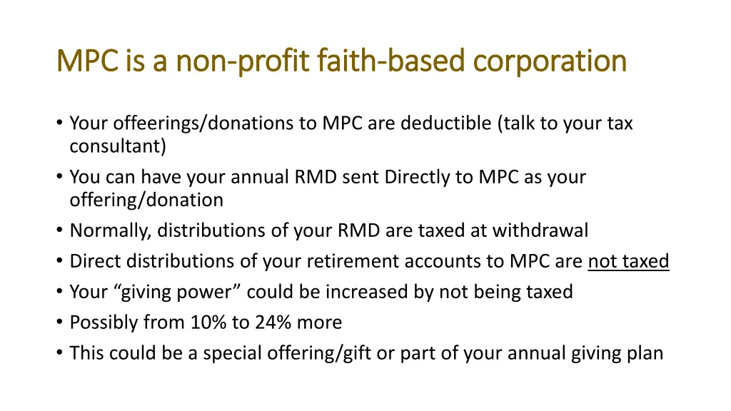 mpc is a non mpc is a non profit faith