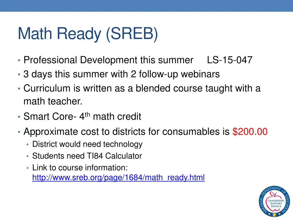 math ready sreb