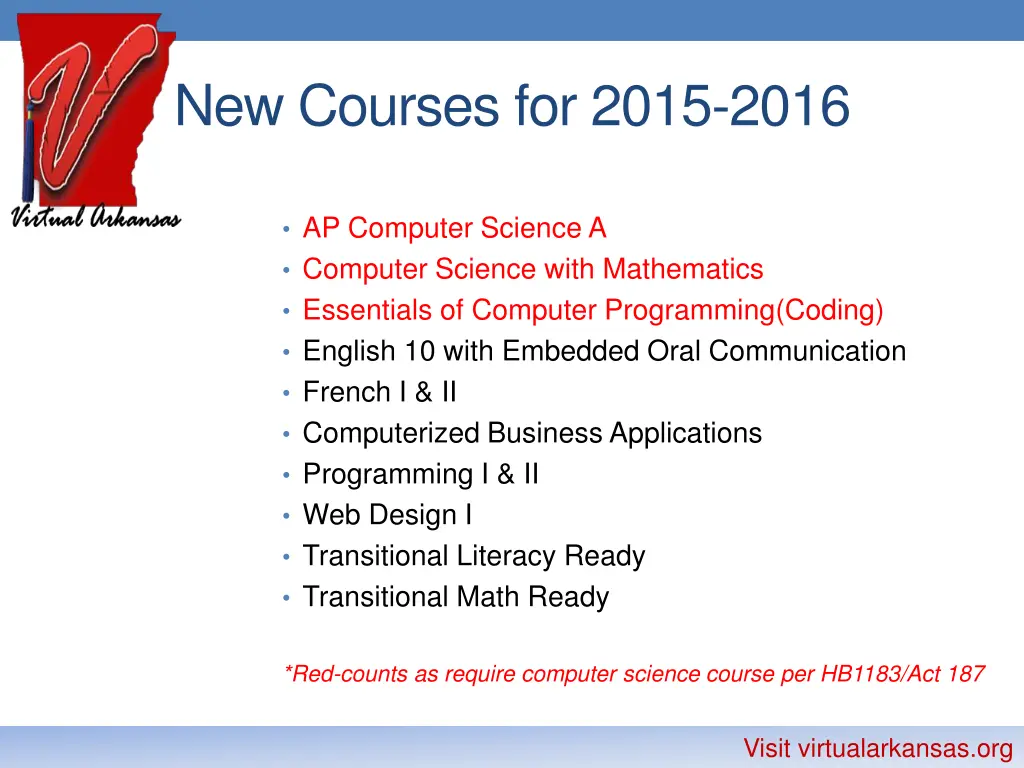 new courses for 2015 2016