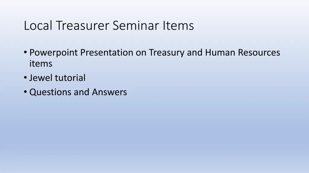 local treasurer seminar items