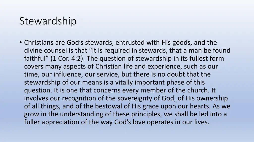 stewardship