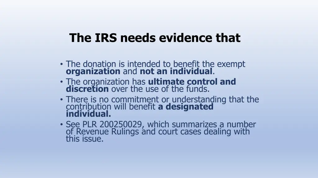 the irs needs evidence that