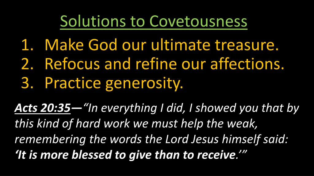solutions to covetousness 1 make god our ultimate 1