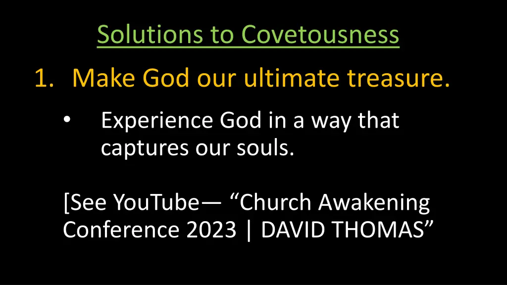 solutions to covetousness 1